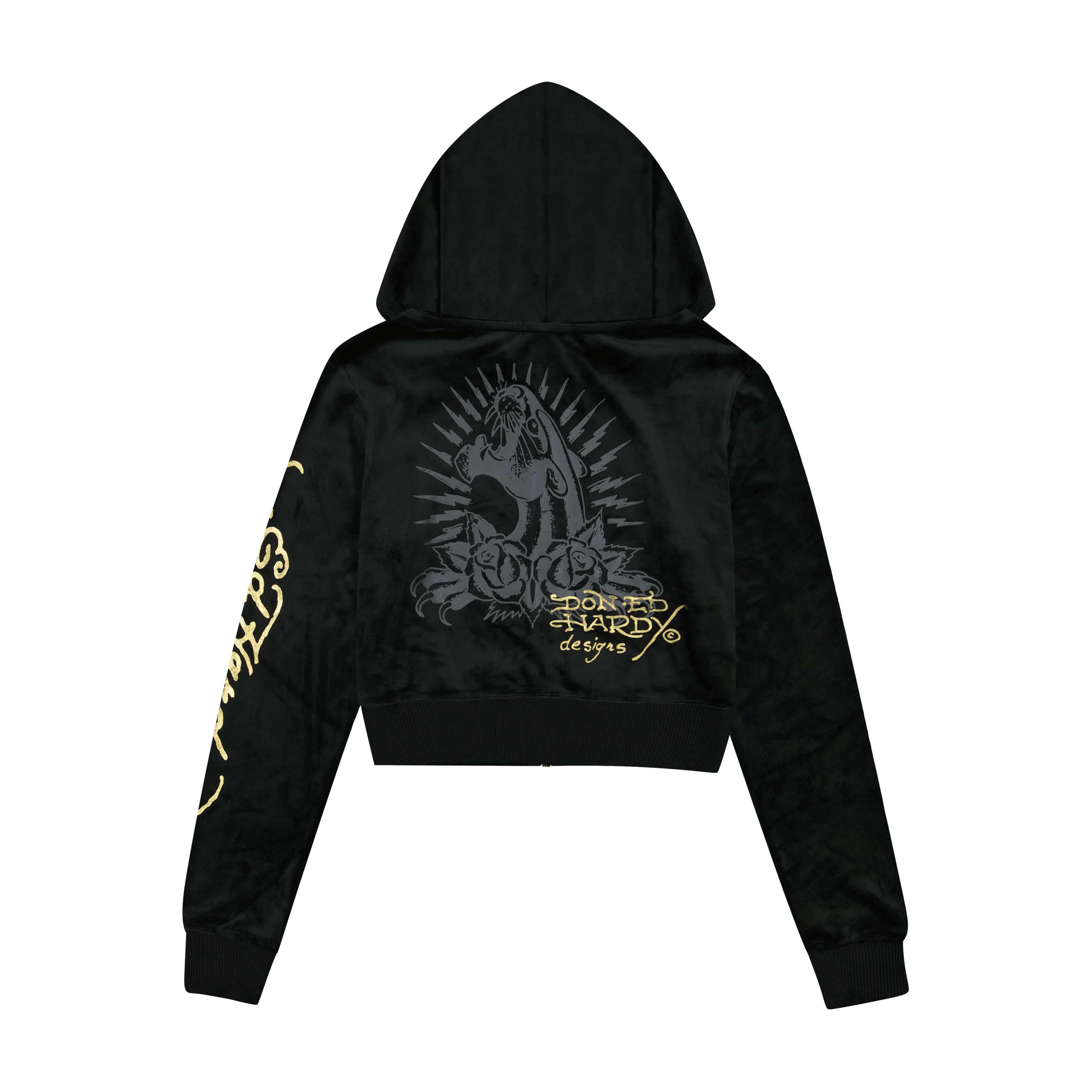 Amor Butterfly Velour Zip Front Hoodie - Image 2