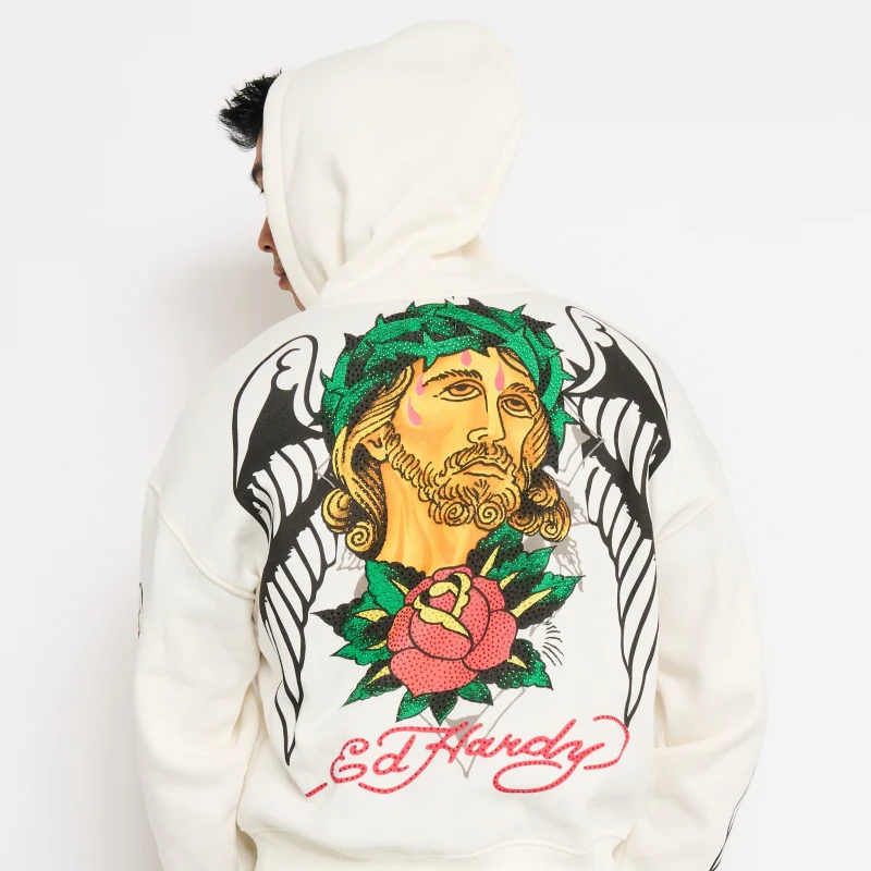 Christ Cross Rhinestone Boxy Zip Hoodie - Image 2