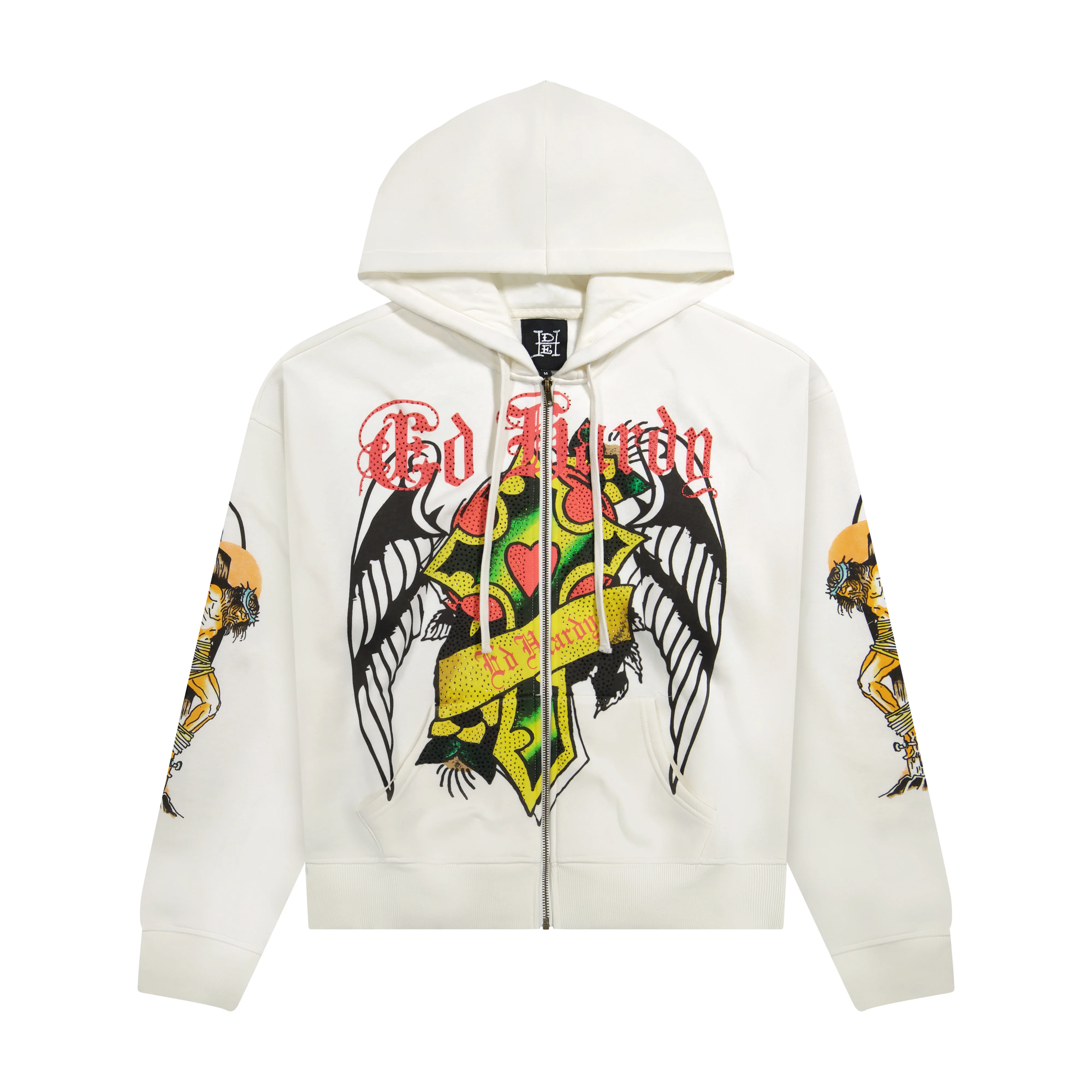 Christ Cross Rhinestone Boxy Zip Hoodie - Image 3
