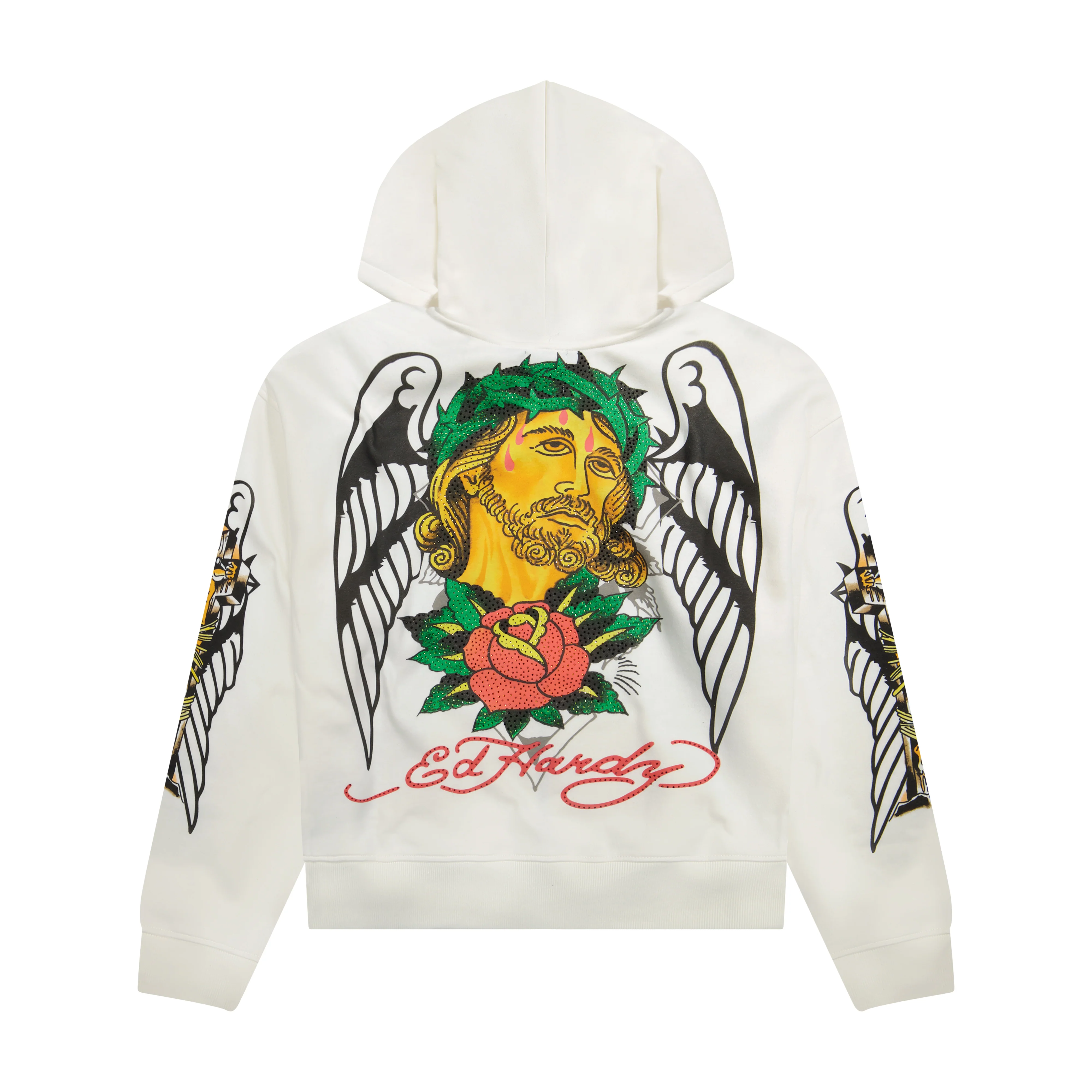 Christ Cross Rhinestone Boxy Zip Hoodie - Image 4