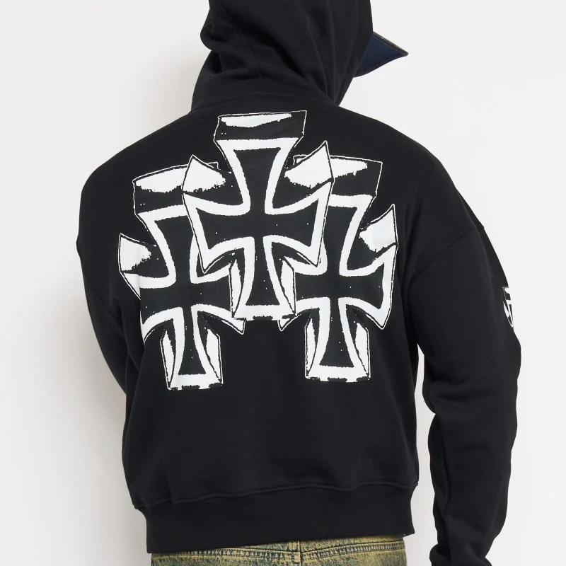Cyber Crosses Puff Print Boxy Hoodie - Image 2