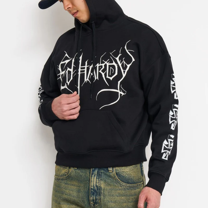 Cyber Crosses Puff Print Boxy Hoodie - Image 3