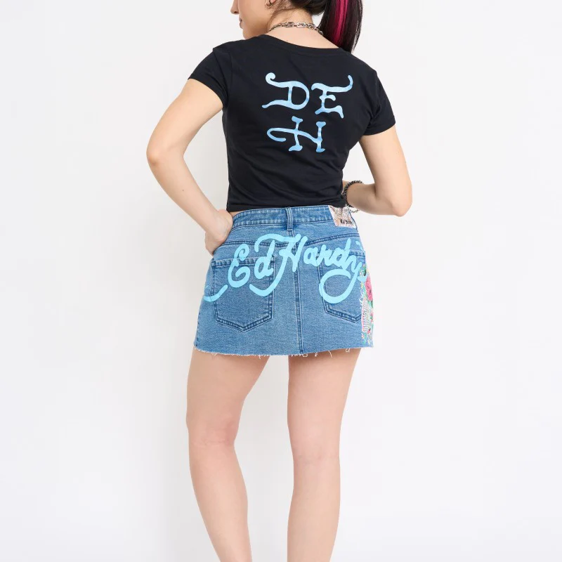 Diamond Flower Denim Skirt - Image 2