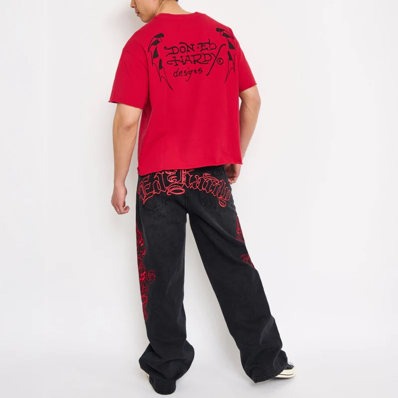 Dragons Baggy Embroidered Wide Leg Jeans - Image 2