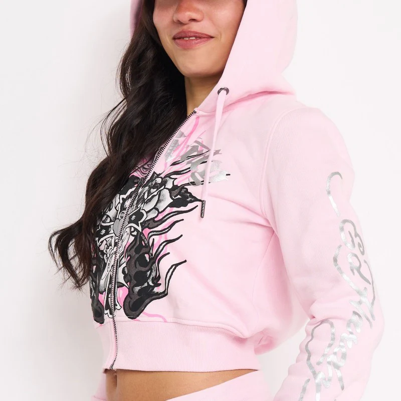 Flame Cross Zip Front Hoodie - Image 3
