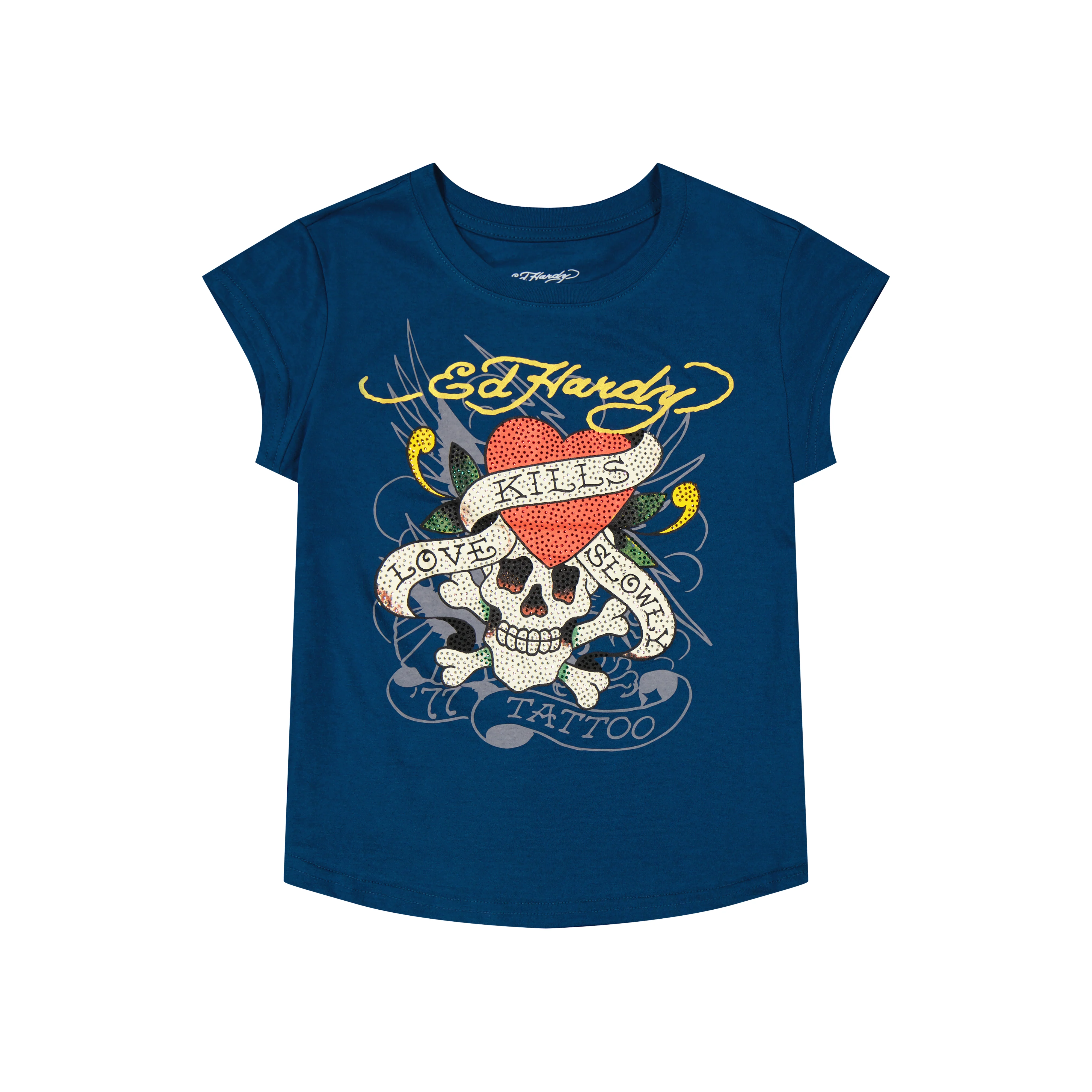LKS Skull Rhinestone Cap Sleeve Tee