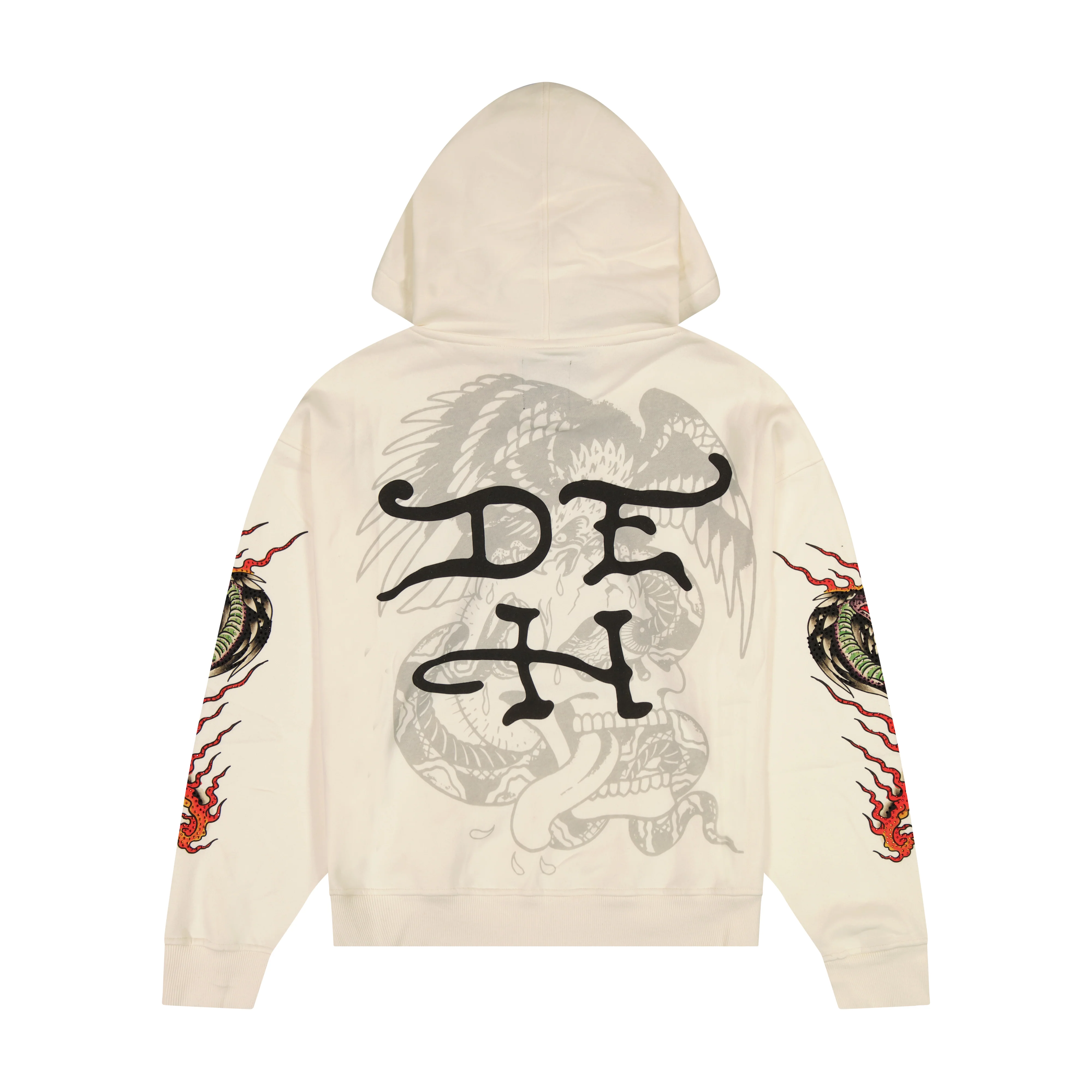 Panther Flame Rhinestone Boxy Fleece Hoodie - Image 2