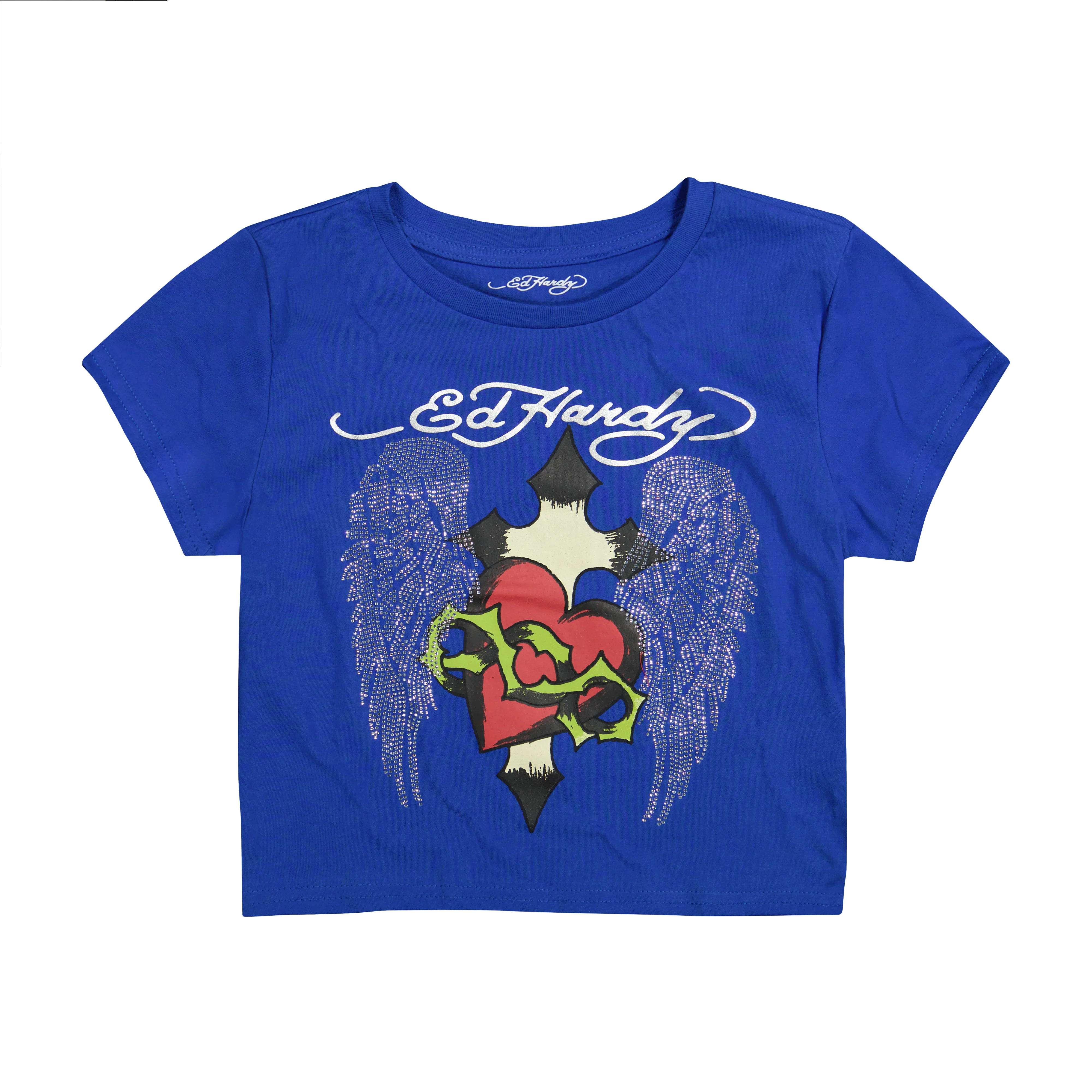 Sacred Heart Wings Rhinestone Baby Tee - Image 3