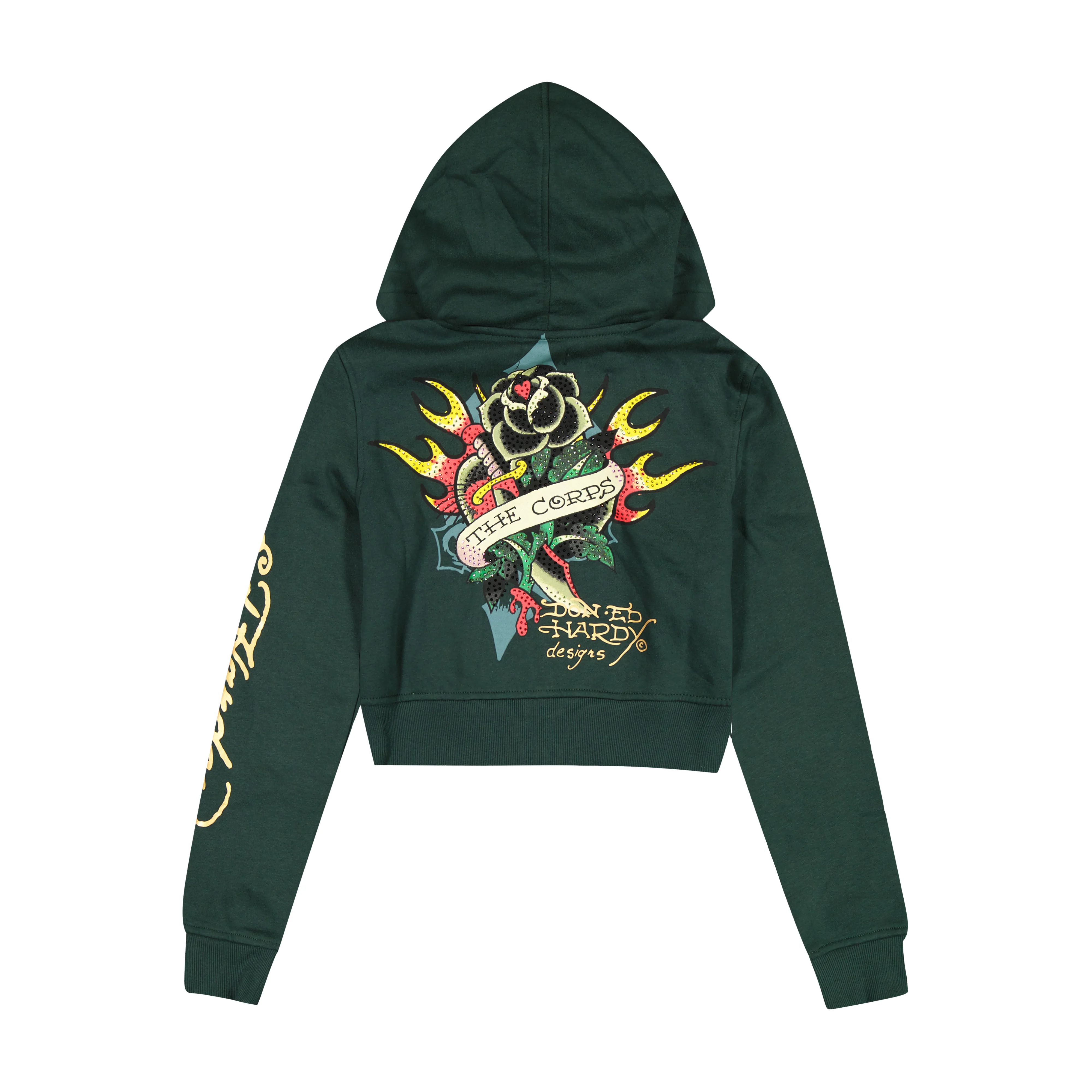 Sacred Heart Zip Front Rhinestone Hoodie - Image 2