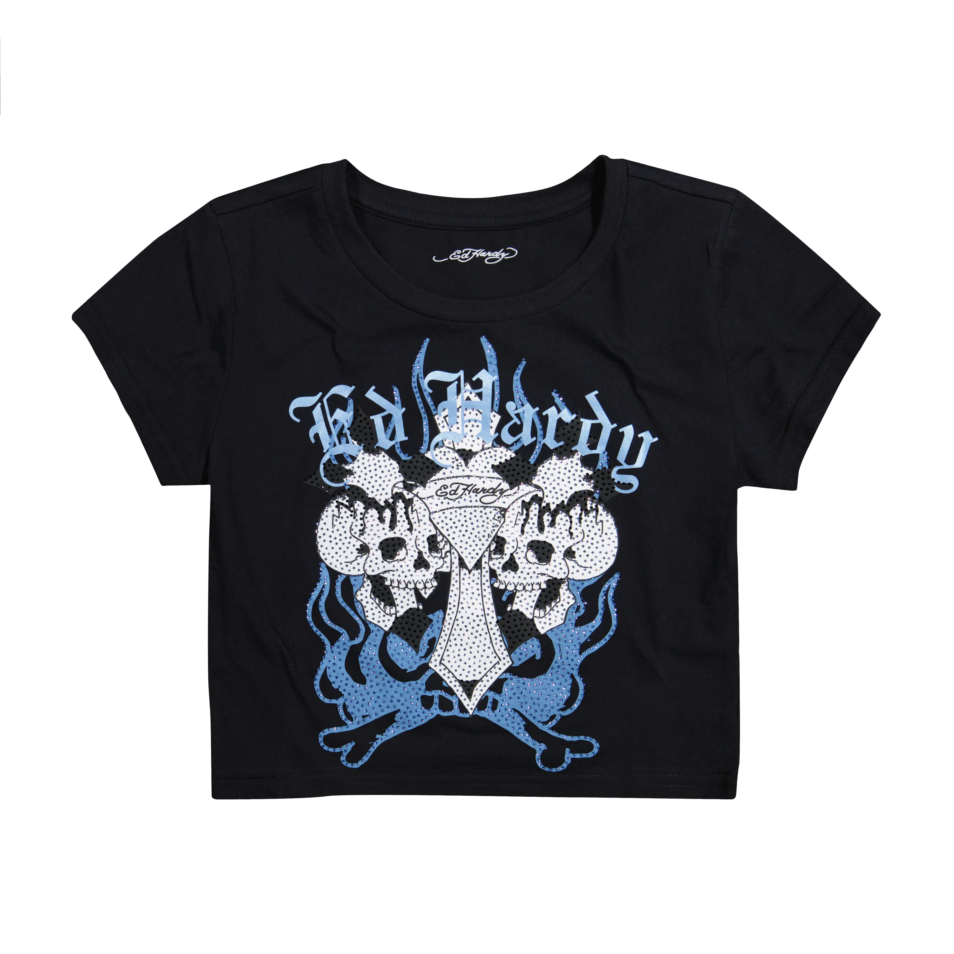 Skull Crosses Rhinestone Baby Tee - Image 3