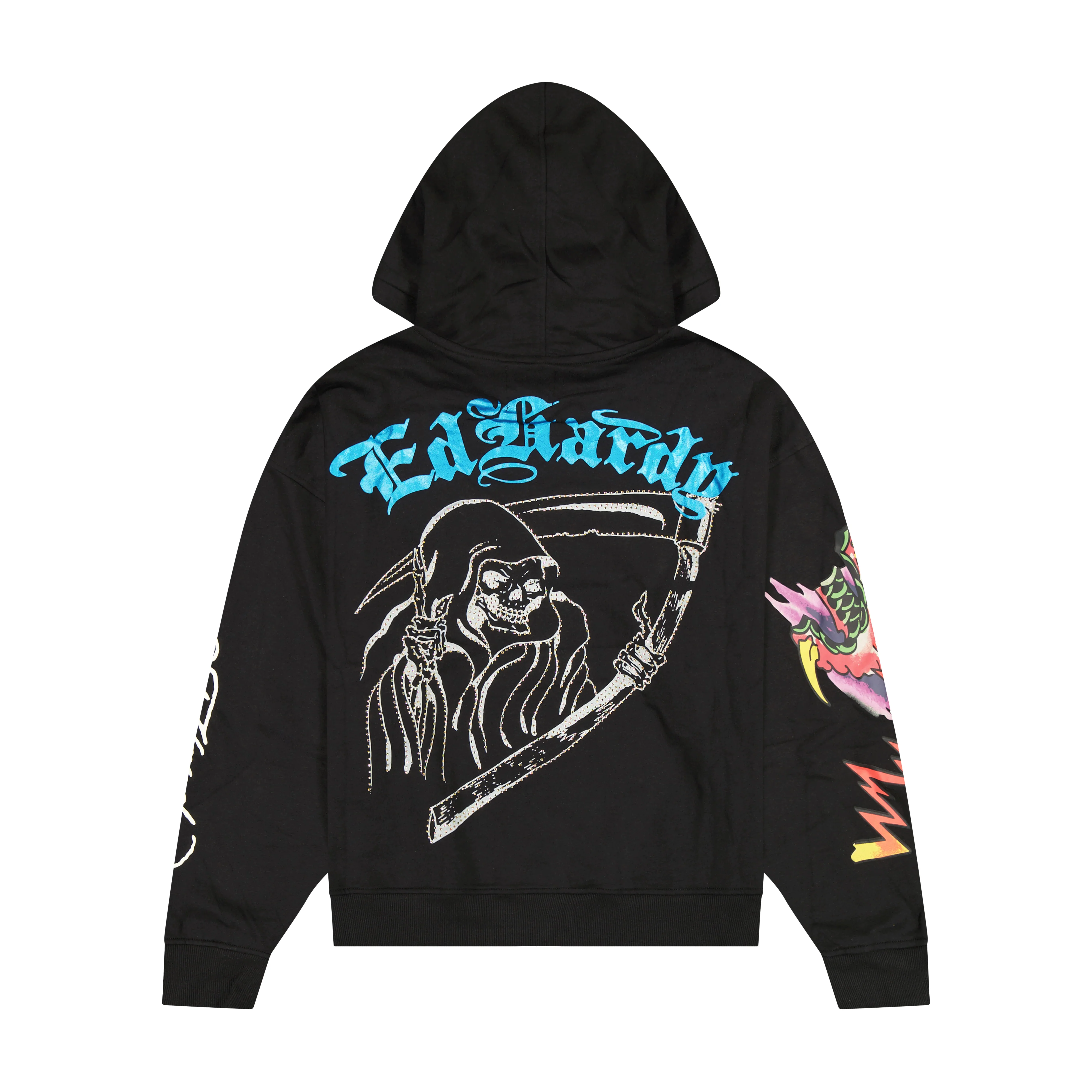 Skulls Boxy Rhinestone Fleece Hoodie - Image 2