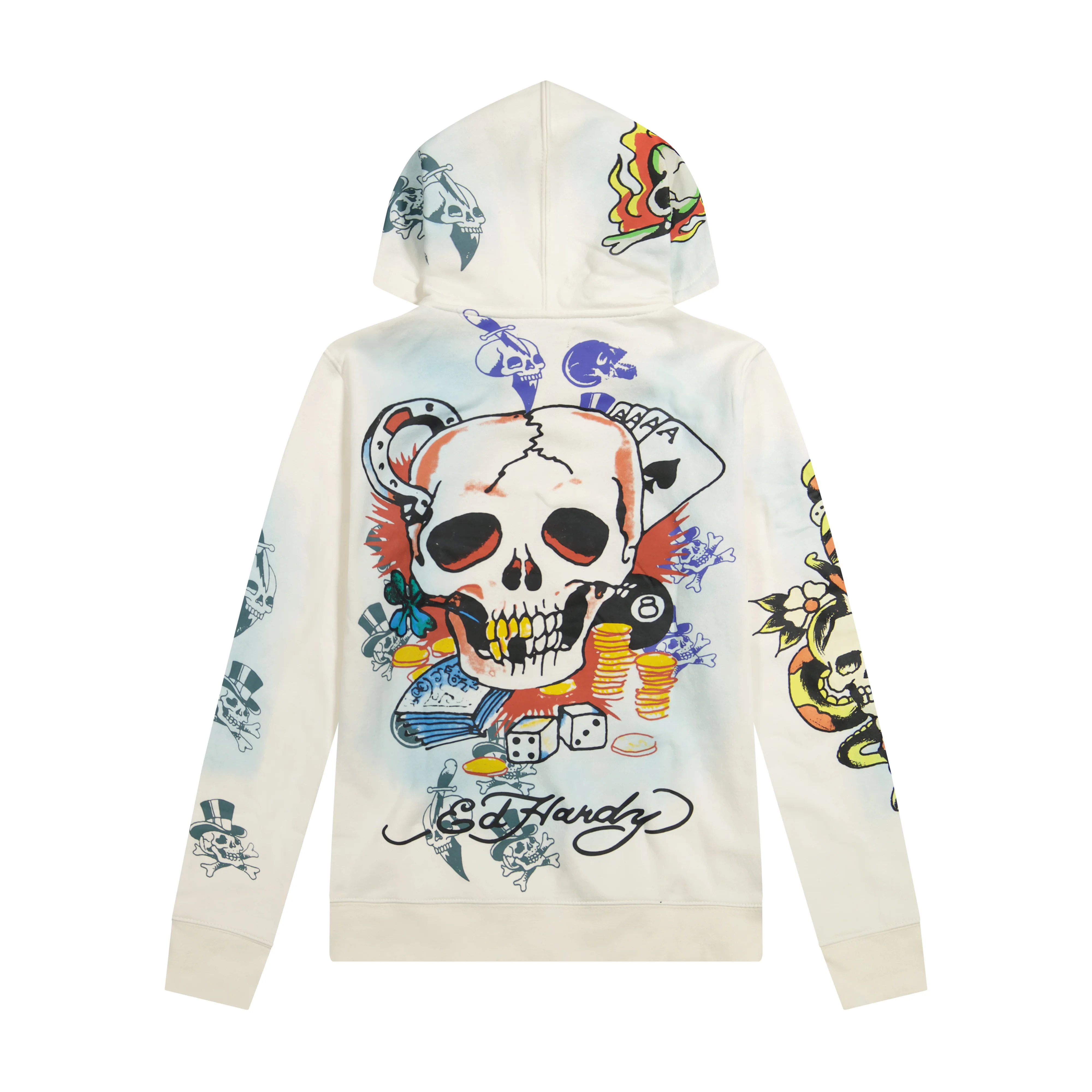 Skulls Long Fleece Hoodie - Image 2