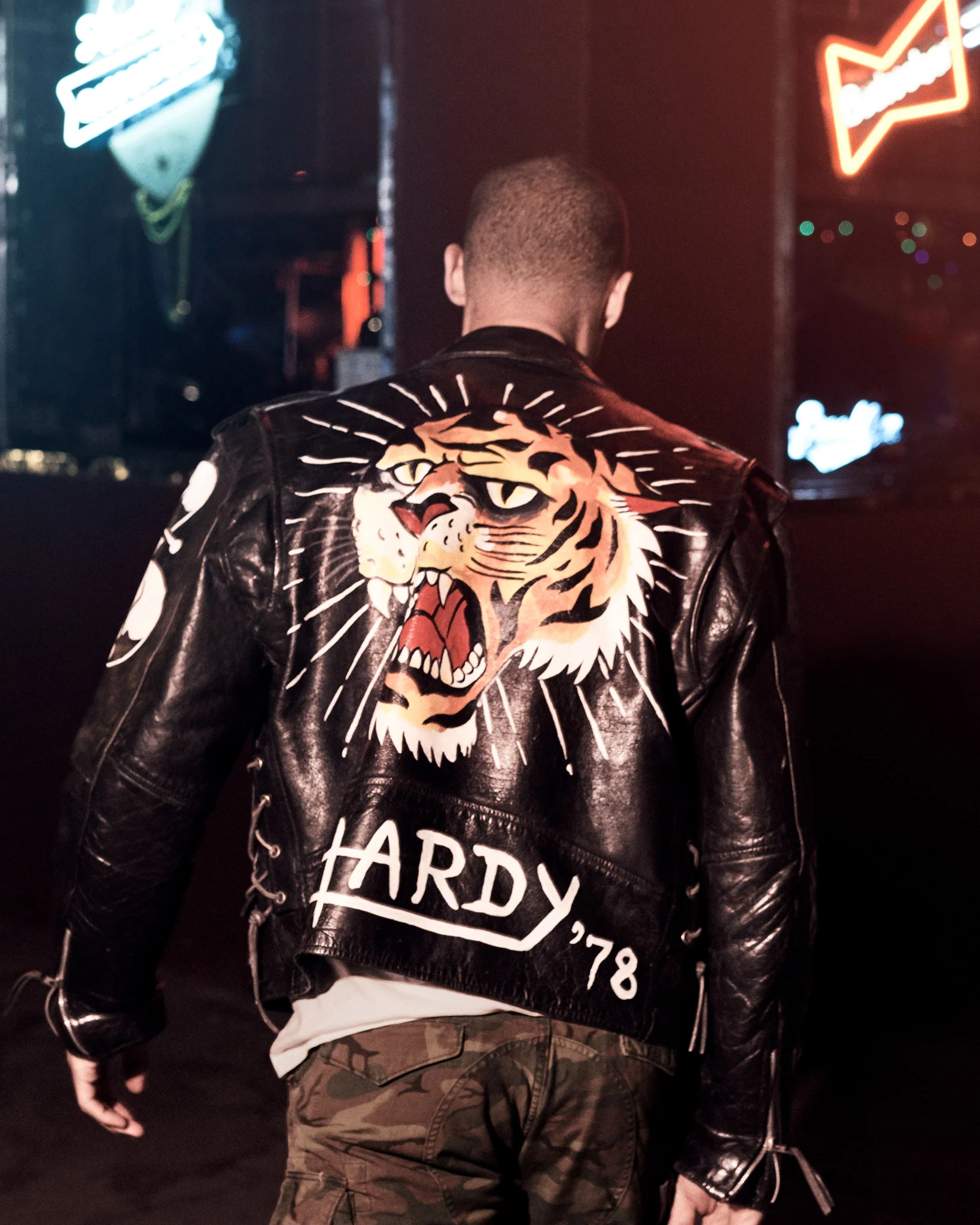 Tiger Painted Leather Jacket - Custom - Image 3