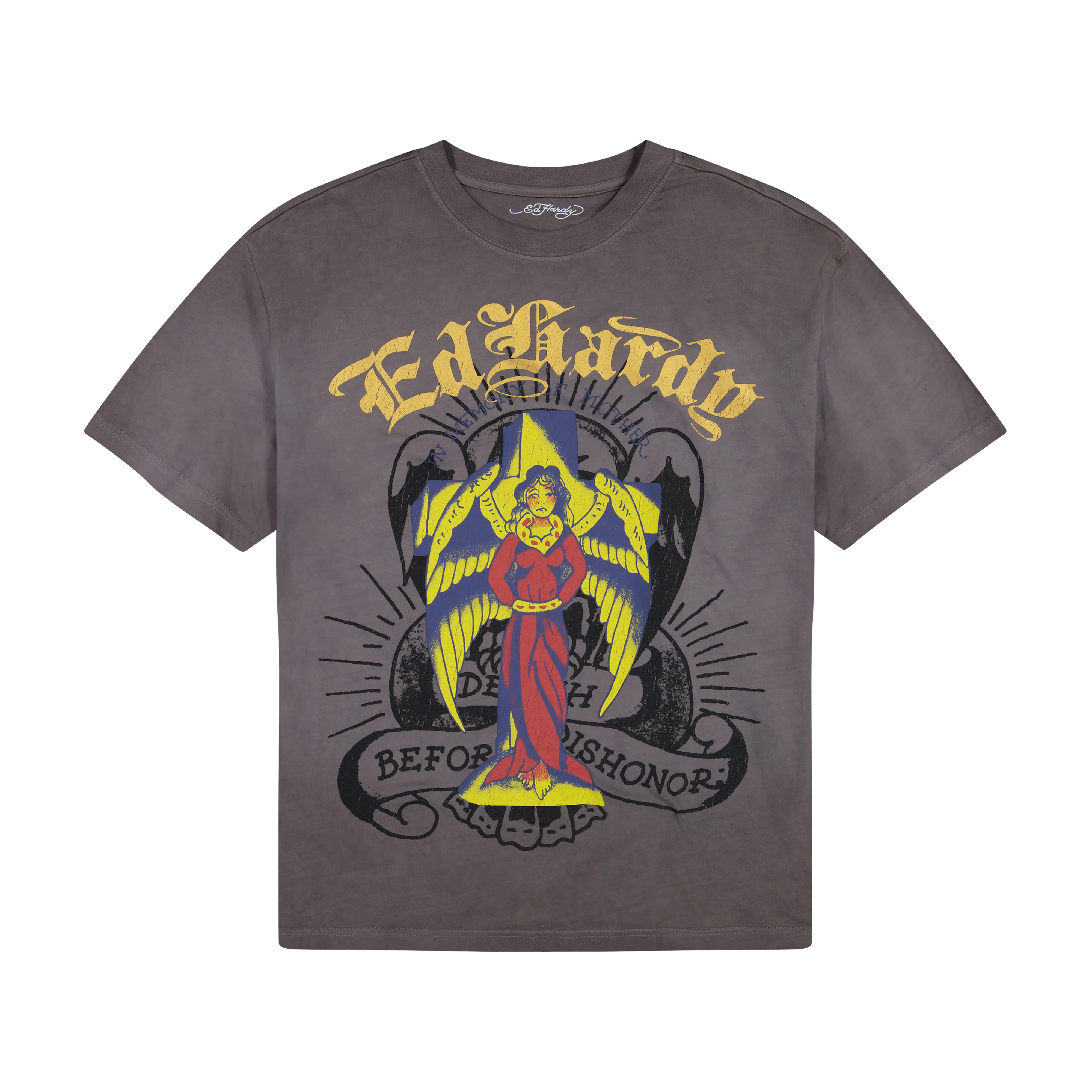 Wing Skull Boxy Tee - Sunfade Grey